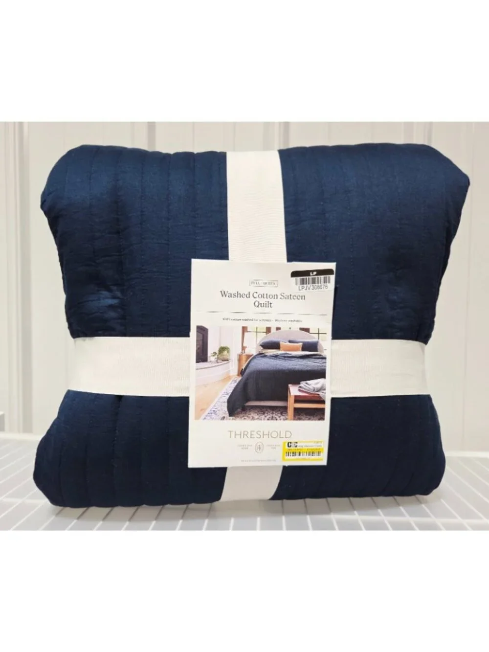 Queen Cotton Sateen Quilt Threshold Dark Navy Blue 88